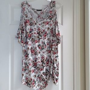 Vision Dusty Rose Plus Size Cold Shoulder Tunic Top